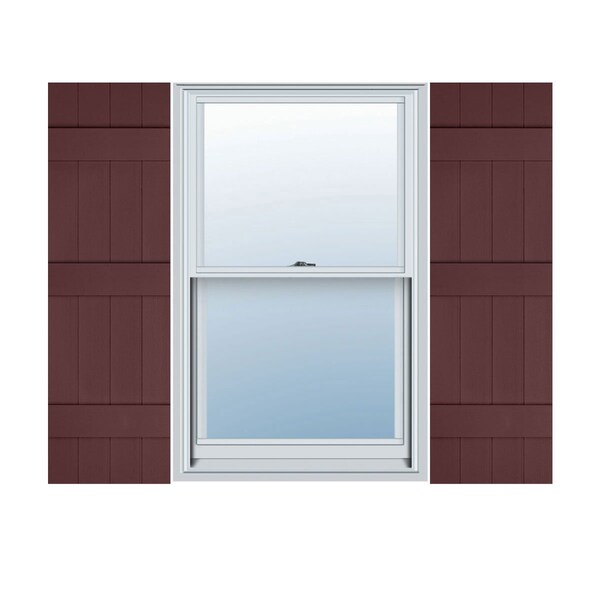 Ekena Millwork 14-in. W x 59-in. H Mid-America Vinyl, Standard Size Four Board Joined Shutters, 167 - Bordeaux, PR 00031459167 - main
